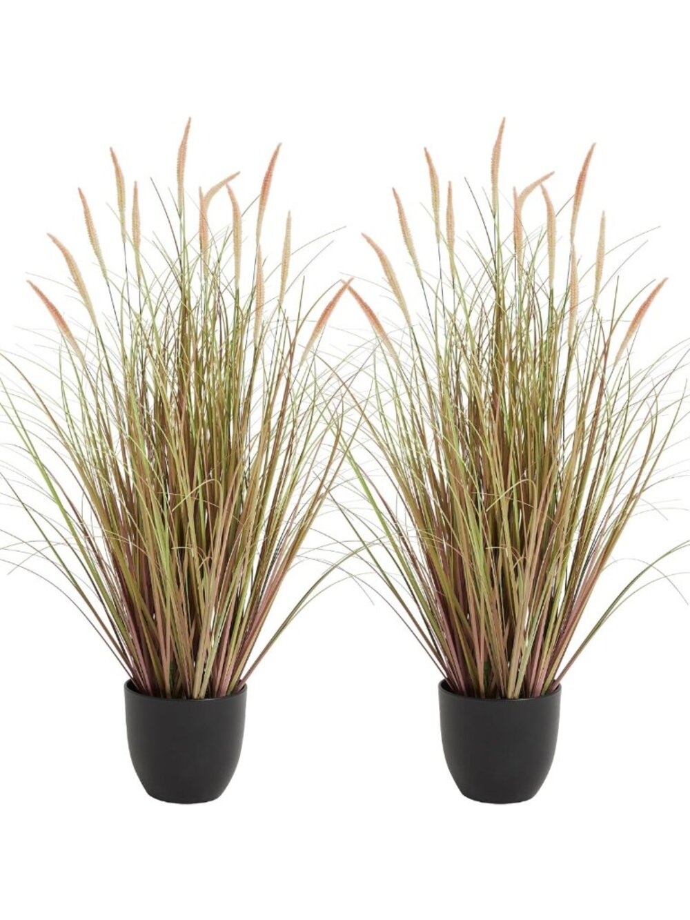 2-Pack 3ft Artificial Cattail Reed Grass & 35in Indoor Fake Onion Grass Decor